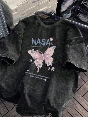 Luliana Baskılı Premium Kalite Yıkama Sokak Stili Oversize T-Shirt
