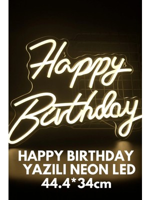 Yenilig Happy Bırthday Neon LED Işık (44.4X34 Cm) - Doğum Günü ve Parti Arka Plan Süsü Çok Renkli