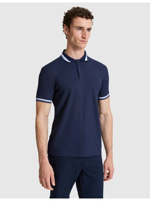 Pierre Cardin Erkek Lacivert Slim Fit Düğmeli Polo Yaka Tişört 50321159-VR033