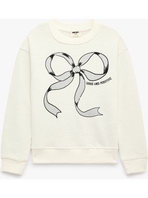 Koton Fiyonk Baskılı Uzun Kollu Bisiklet Yaka Sweatshirt