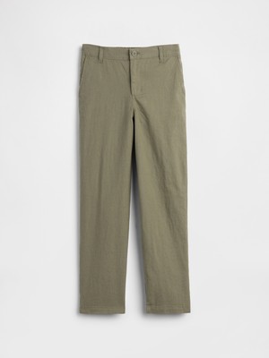 Gap Erkek Çocuk Haki Relaxed Keten Karışımlı Pantolon