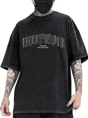 Luliana Baskılı Premium Kalite Yıkama Sokak Stili Oversize T-Shirt