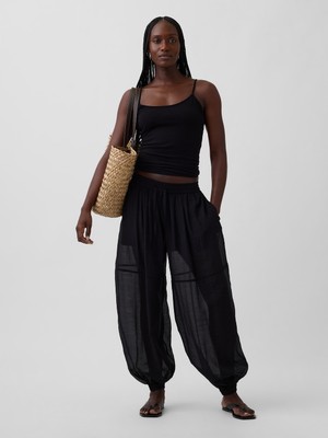 Gap Kadın Siyah Sheer Paraşüt Pantolon
