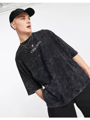 Luliana Baskılı Premium Kalite Yıkama Sokak Stili Oversize T-Shirt
