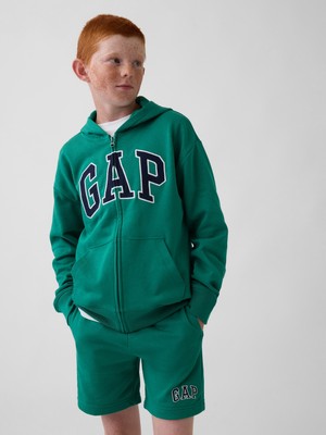 Gap Erkek Çocuk Yeşil Relaxed Gap Grafik Fransız Havlu Kumaş Fermuarlı Sweatshirt