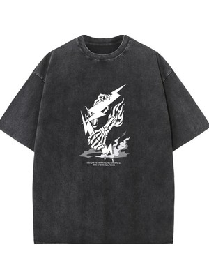 Luliana Baskılı Premium Kalite Yıkama Sokak Stili Oversize T-Shirt