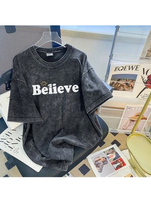 Luliana Baskılı Premium Kalite Yıkama Sokak Stili Oversize T-Shirt