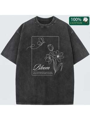 Luliana Baskılı Premium Kalite Yıkama Sokak Stili Oversize T-Shirt