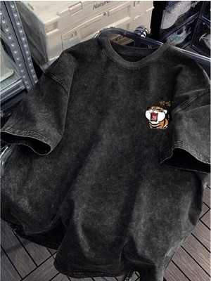 Luliana Baskılı Premium Kalite Yıkama Sokak Stili Oversize T-Shirt