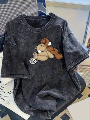 Luliana Baskılı Premium Kalite Yıkama Sokak Stili Oversize T-Shirt