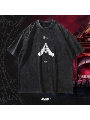 Luliana Baskılı Premium Kalite Yıkama Sokak Stili Oversize T-Shirt