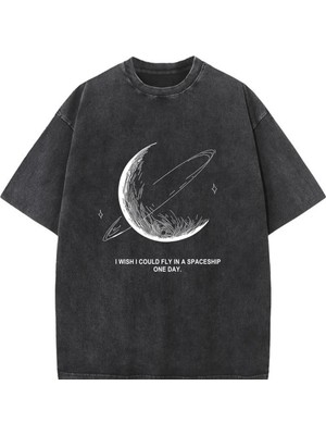 Luliana Baskılı Premium Kalite Yıkama Sokak Stili Oversize T-Shirt