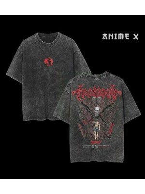 Luliana Baskılı Premium Kalite Yıkama Sokak Stili Oversize T-Shirt