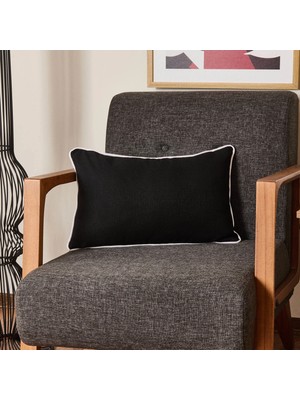 Matmel Soft Ethnic Biyeli Kırlent - Siyah - 30X50 cm