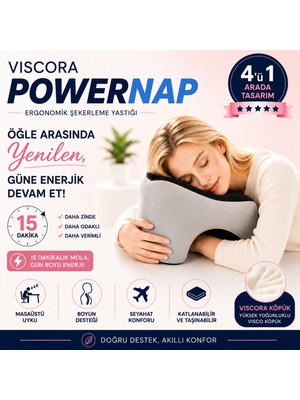 Viscora Powernap Ergonomik Masaüstü Uyku ve Kaylule Yastığı – Öğle Arası Uyku ve Şekerleme Yastığı Boyun, Kol ve Yüz Destekli Konfor