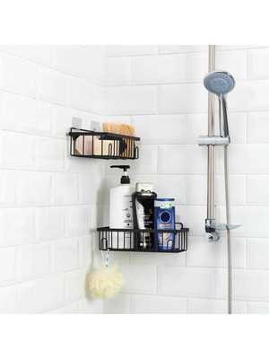 Matmel 2'li Kancalı Banyo Duş Rafı - Siyah