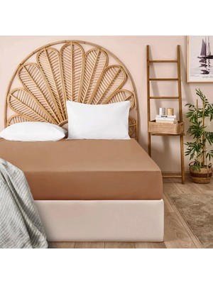 Matmel Soft Basic Çift Kişilik Lastikli Çarşaf - Karamel - 160X200 cm