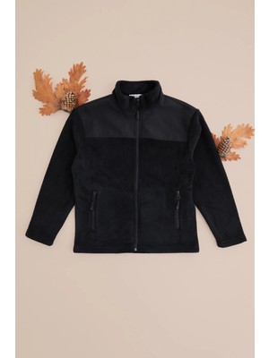 FullaModa Paraşüt Kumaş Detaylı Polar Erkek Çocuk Sweatshirt