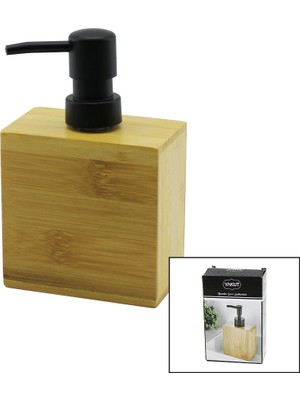 Go İthalat Dikdörtgen  Ahşap Bambu Sıvı Sabunluk  Siyah Plastik Pompa   5.8 x 9.9cm - Y: 10CM (5615)