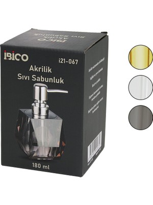 Go İthalat Tombul Kare - Prizma  Şeffaf - Renkli   Akrilik - Mika Kristal  Sıvı Sabunluk  180ML (5615)
