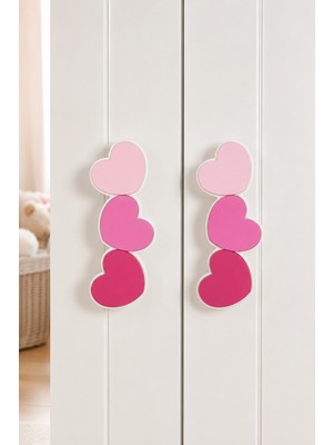 Turunç Aksesuar Pembe Kalp Dolap Kulp- 6.4-9.6-12.8 cm Bebek Çocuk Genç Odası Kulpları Dolap Çekmece İki Delikli Mobilya Kulbu