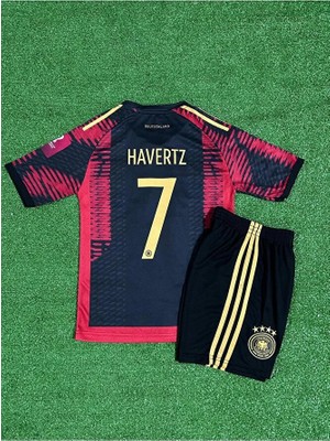 Jabuka Almanya 2022 Dünya Kupası Kai Havertz Deplasman Çocuk Forması (Blackred)
