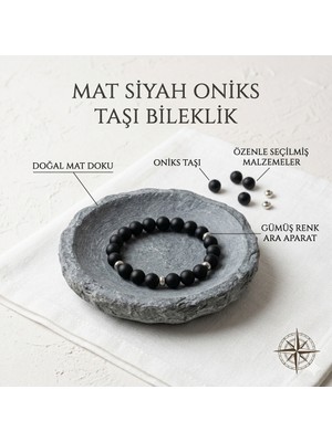 Belirtilmemiş Mat Siyah Oniks Taşı Bileklik – Asalet ve Koruyucu Enerji