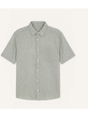 DeFacto Regular Fit Polo Yaka Pamuklu Kısa Kollu Açık Haki Gömlek I1559AX26SM
