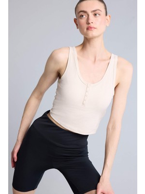 DeFacto Crop Top Düğmeli Yaka Sporcu ATLET H1218AX26HS