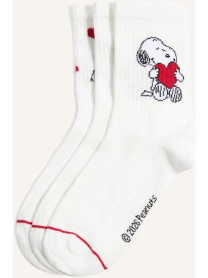 DeFacto Kadın Snoopy Lisanslı 3'lü Pamuklu Uzun Karma Çorap H4950AXNS