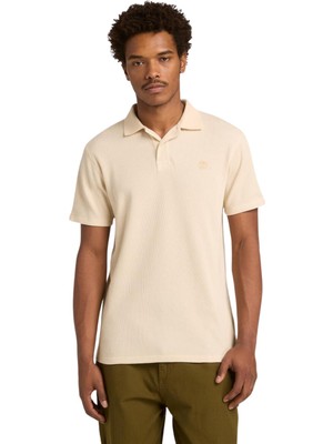 TB0A41S5EFL1 Timberland Wharf Rıver Waffle Short Sleeve Polo Erkek T-Shirt Krem
