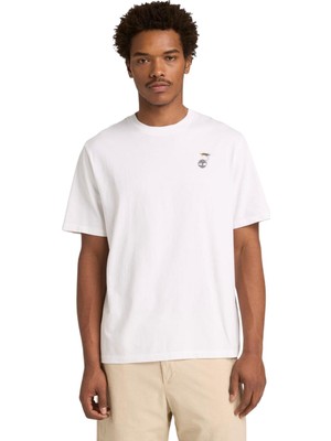 TB0A5M841001 Timberland Slogan Tee Erkek T-Shirt Beyaz
