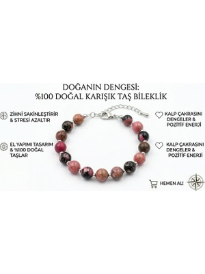 Belirtilmemiş Rodonit Doğal Taş Bileklik – Sevgi ve Denge Enerjisi