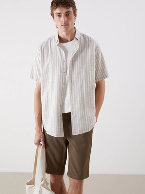 Lc Waikiki Yeni Sezon Regular Fit Kısa Kollu Çizgili Poplin Erkek Gömlek