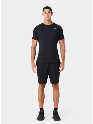 Squatwolf MT022640001 Ultralight Gym Tee Siyah Bisiklet Yaka Normal Fit Düz Erkek T-Shirt