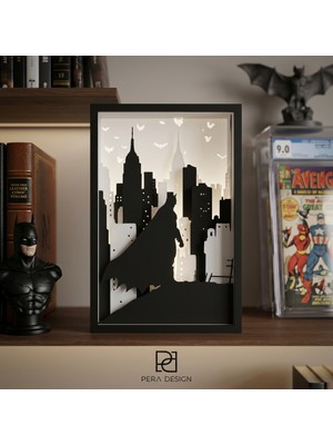 3Dlab Three-Dimensional Systems Batman Gotham City Shadow-Gölge Dekoratif Kitaplık LED Box-Kutu Masa Lambası