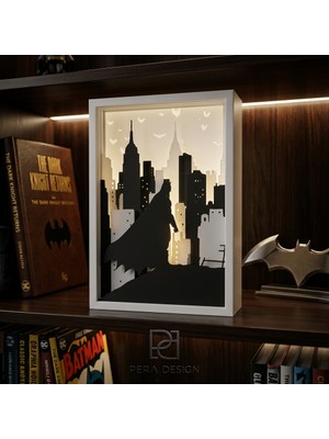 3Dlab Three-Dimensional Systems Batman Gotham City Shadow-Gölge Dekoratif Kitaplık LED Box-Kutu Masa Lambası