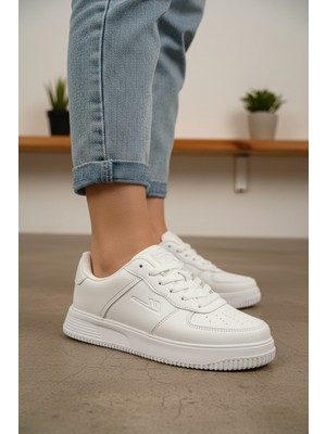 Enoch Kadın Havalandırma Delikli Geometrik Dikişli Ortopedik Kontrast Taban Sneakers Spor Ayakkabı
