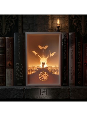 3Dlab Three-Dimensional Systems Game Of Thrones Targaryen Shadow-Gölge Dekoratif Kitaplık LED Box-Kutu Masa Lambası