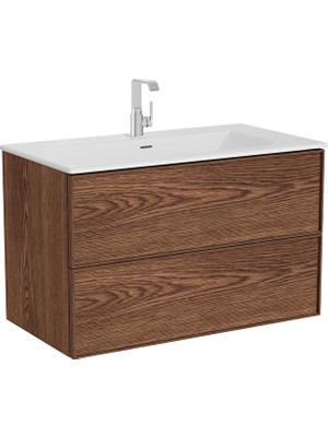 Vitra Metropole Edge Lavabo Dolabı 100 Cm, Iki Çekmeceli Etajerli Lavabolu, Ceviz 67156