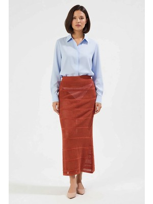 Benerly Kadın Maxi Plaj Etek Triko Dokulu Kalem Kesim Astarsız Polyester Rahat Günlük Modern Şık Konforlu