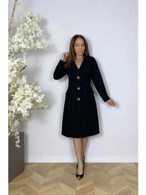 Ges Moda G1686 Düğme Detaylı Elbise Siyah