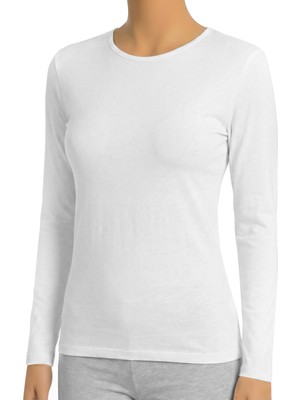 Öts Kadın Pamuklu T-Shirt Bisiklet Yaka Uzun Kol Özel Tasarım (3606)