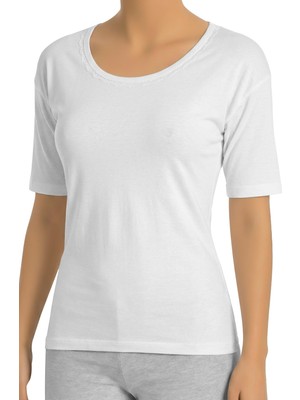 Öts Kadın %100 Pamuk T-Shirt Ribana Yarım Kollu Ekstra Esnek Dokulu (3620)