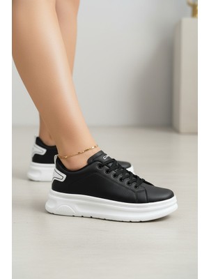 Enoch Kadın Yanları Nokta Perforeli Kontrast Topuk Parçalı Ortopedik Kalın Platform Taban Sneakers Spor Ayakkabı