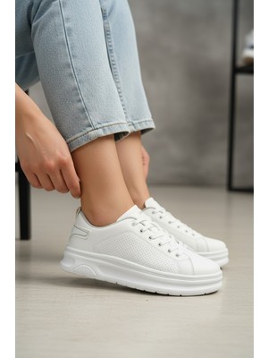 Enoch Kadın Yanları Nokta Perforeli Kontrast Topuk Parçalı Ortopedik Kalın Platform Taban Sneakers Spor Ayakkabı