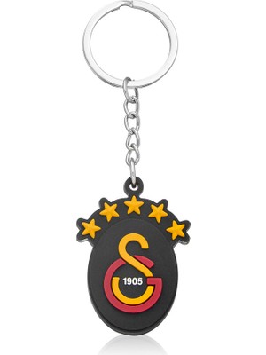 Galatasaray 5 Yıldız Siyah Arma Silikon Anahtarlık
