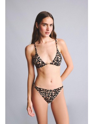 DeFacto Regular Fit Leopar Desenli Kırışık Dokulu Kumaş Bikini Alt G7038AX26SM