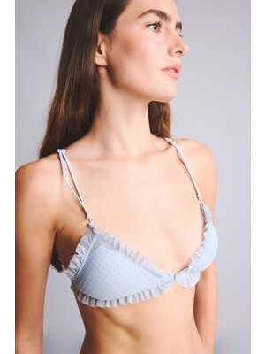 DeFacto Tül Kumaş Çıkarılabilir Kap Pedli Balensiz Açık Mavi Bralet H6493AX26SP