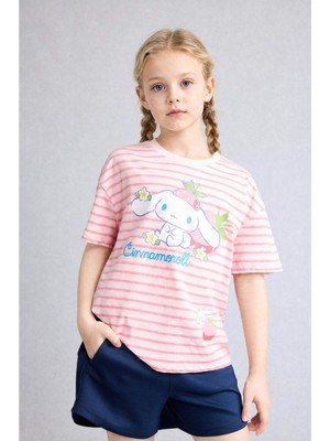 DeFacto %100 Pamuk My Melody Relax Fit Bisiklet Yaka Kısa Kollu Tişört Kız Çocuk H3483A826HS